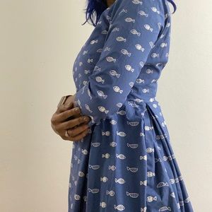 Hand stitched cute fish printed dress